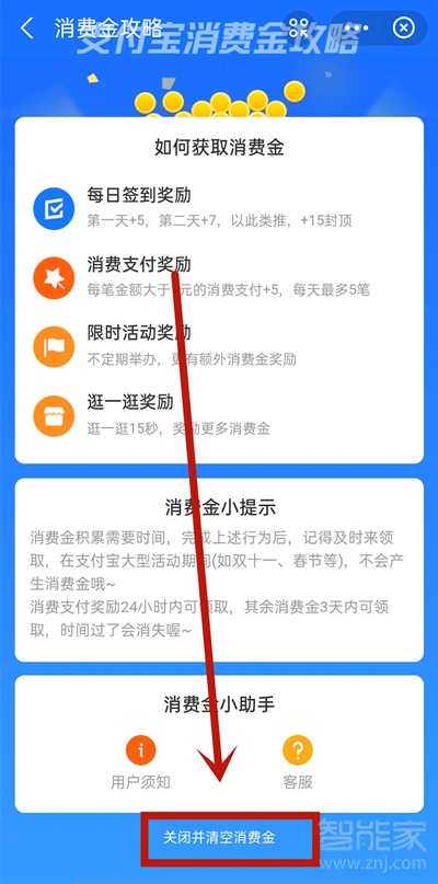 支付寶消費(fèi)金怎么關(guān)閉