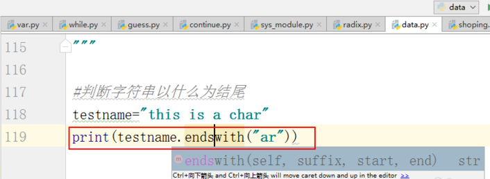 python判斷字符串以什么結(jié)尾的實例方法