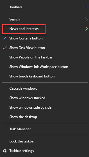 Win10的新聞和興趣功能怎么自定義主題?