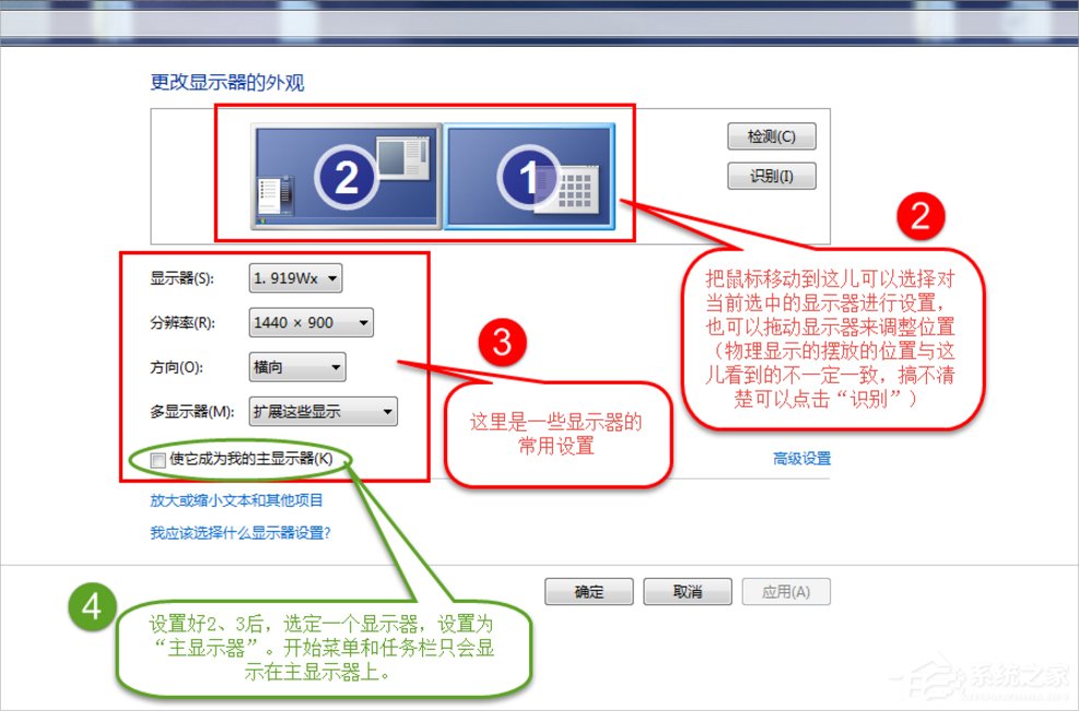 Win7系統(tǒng)雙屏顯示設(shè)置的方法