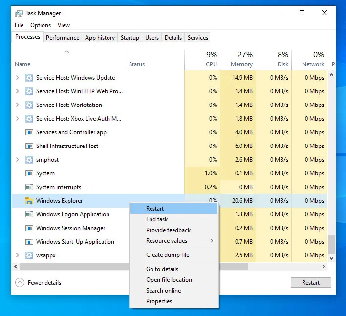 Win10系統怎么重新啟動Explorer.exe(Windows資源管理器)？