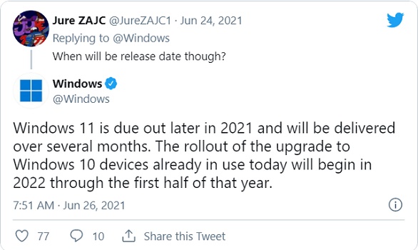 win11正式版推送時(shí)間介紹