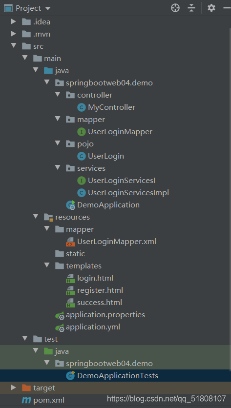 IDEA下創(chuàng)建SpringBoot+MyBatis+MySql項目實現(xiàn)動態(tài)登錄與注冊功能