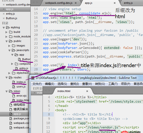 node.js - 請教學長們，用webpack服務器在開發模式下打包出來的東西怎么給express服務器用？？？