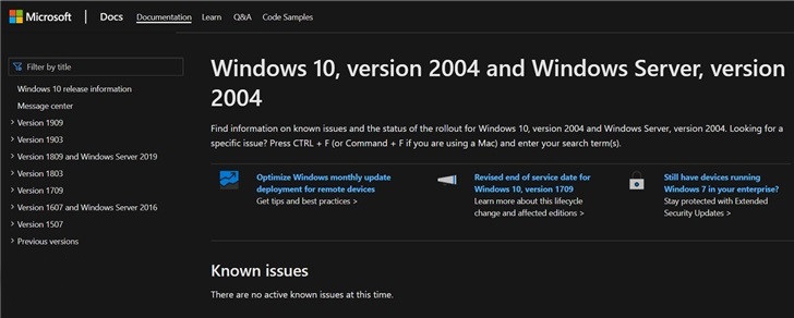 win10 2004將支持文檔頁(yè)面 云重置等功能