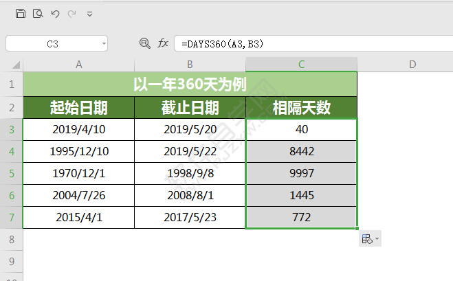 wps中DAYS360函數(shù)是什么意思