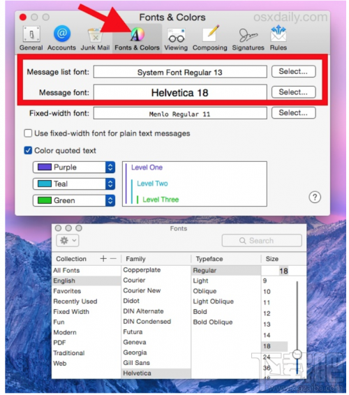 Mac OS X中的郵件字體大小怎么改？Mac OS X郵件字體大小修改方法