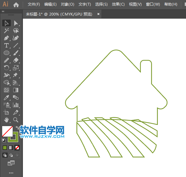 ai怎么畫綠色小屋圖標(biāo)