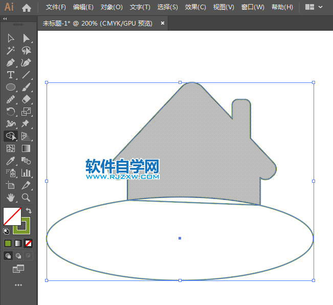 ai怎么畫綠色小屋圖標(biāo)